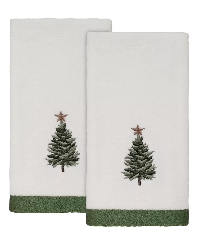 Avanti Trees with Gold Star Holiday 2-Pc. Fingertip Towel Set, 11 | Macy's