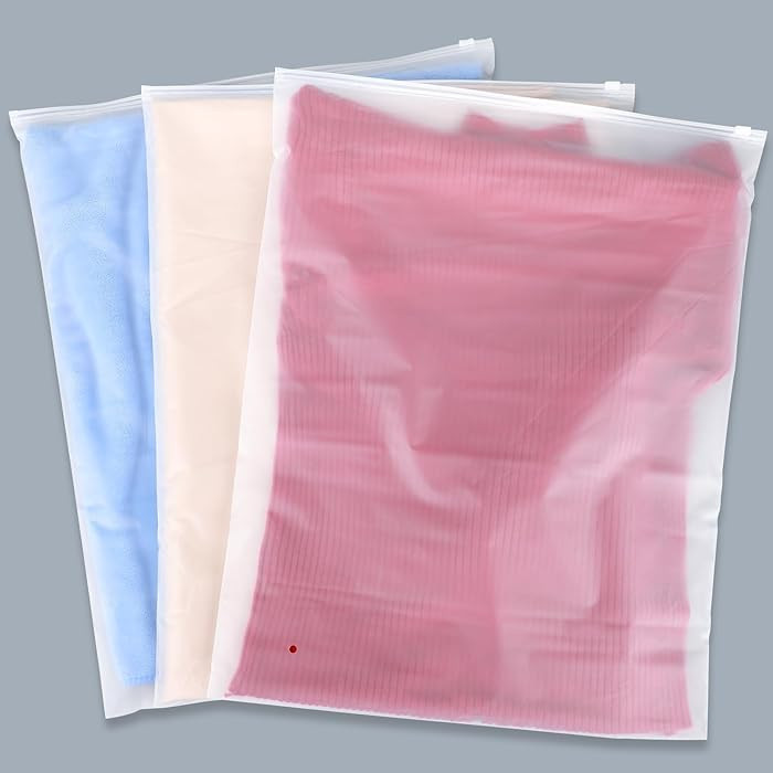 Clothing Bags, 25 Count 16x20 inch Extra Large Frosted Zipper Plastic Bags for Clothes, Sweater D... | Amazon (US)