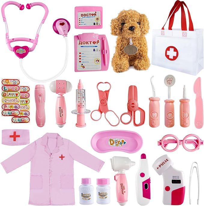 Doctor Kit for Kids, Kids Doctors Play Set, Doctor Playset for Kids with Dog Toy, Medical Storage... | Amazon (US)