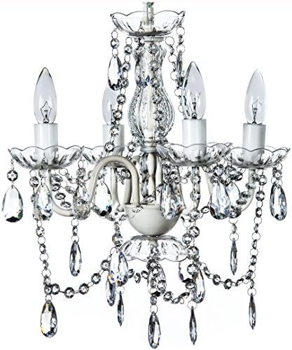 gypsy color The Original 4 Light Crystal White Hardwire Flush Mount Chandelier H17.5”xW15”, W... | Amazon (US)