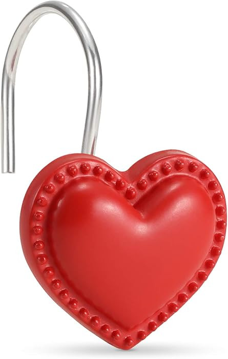 CHICTIE Red Heart Shower Curtain Hooks Rings,Set of 12 Decorative Shower Curtain Hooks,Valentines... | Amazon (US)
