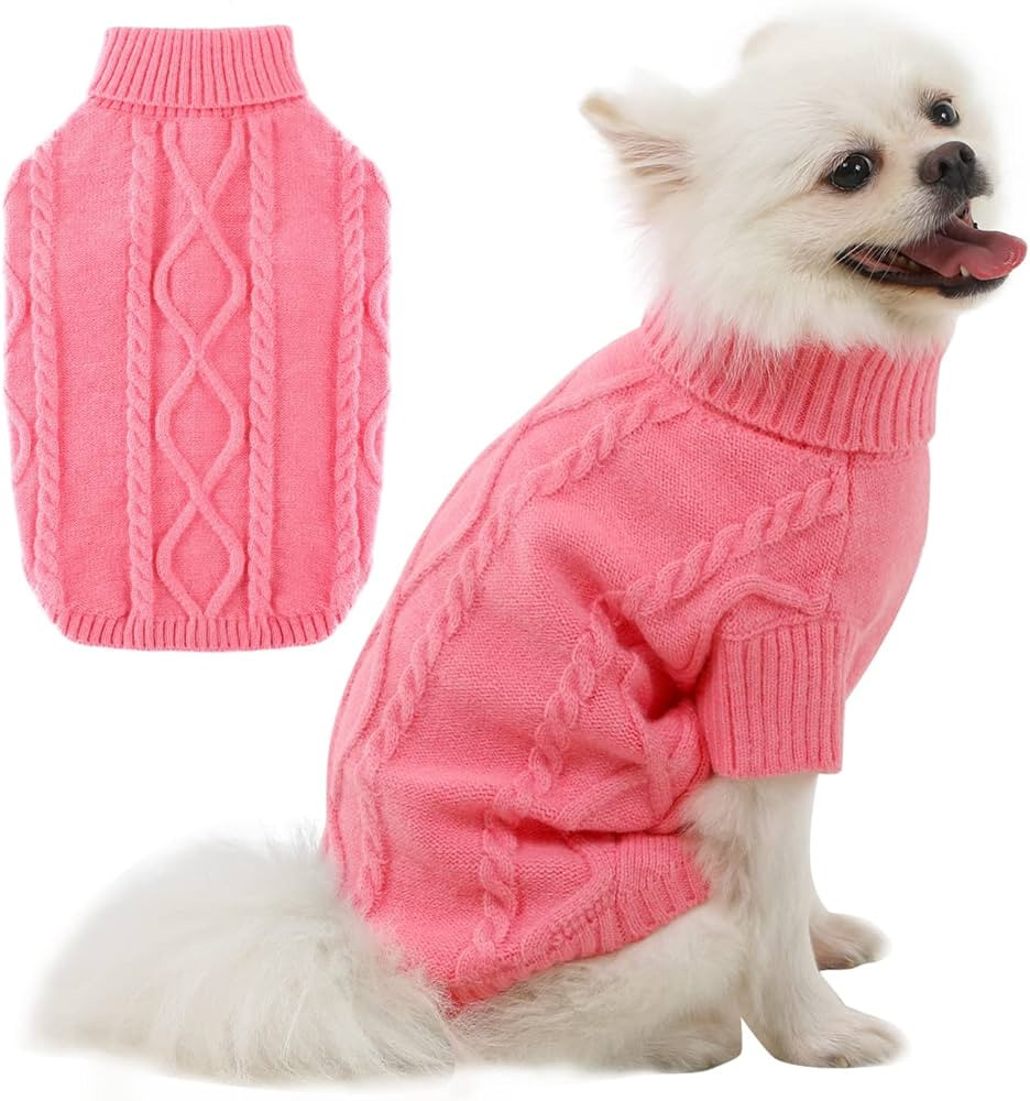 Winter Dog Sweater Warm Puppy Clothes, Turtleneck Knit Cat Sweater, Pullover Christmas Holiday Pe... | Amazon (US)