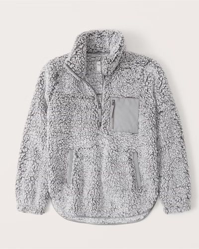 Women's Sherpa Half-Zip Elevated Trim Sweatshirt | Women's New Arrivals | Abercrombie.com | Abercrombie & Fitch (US)