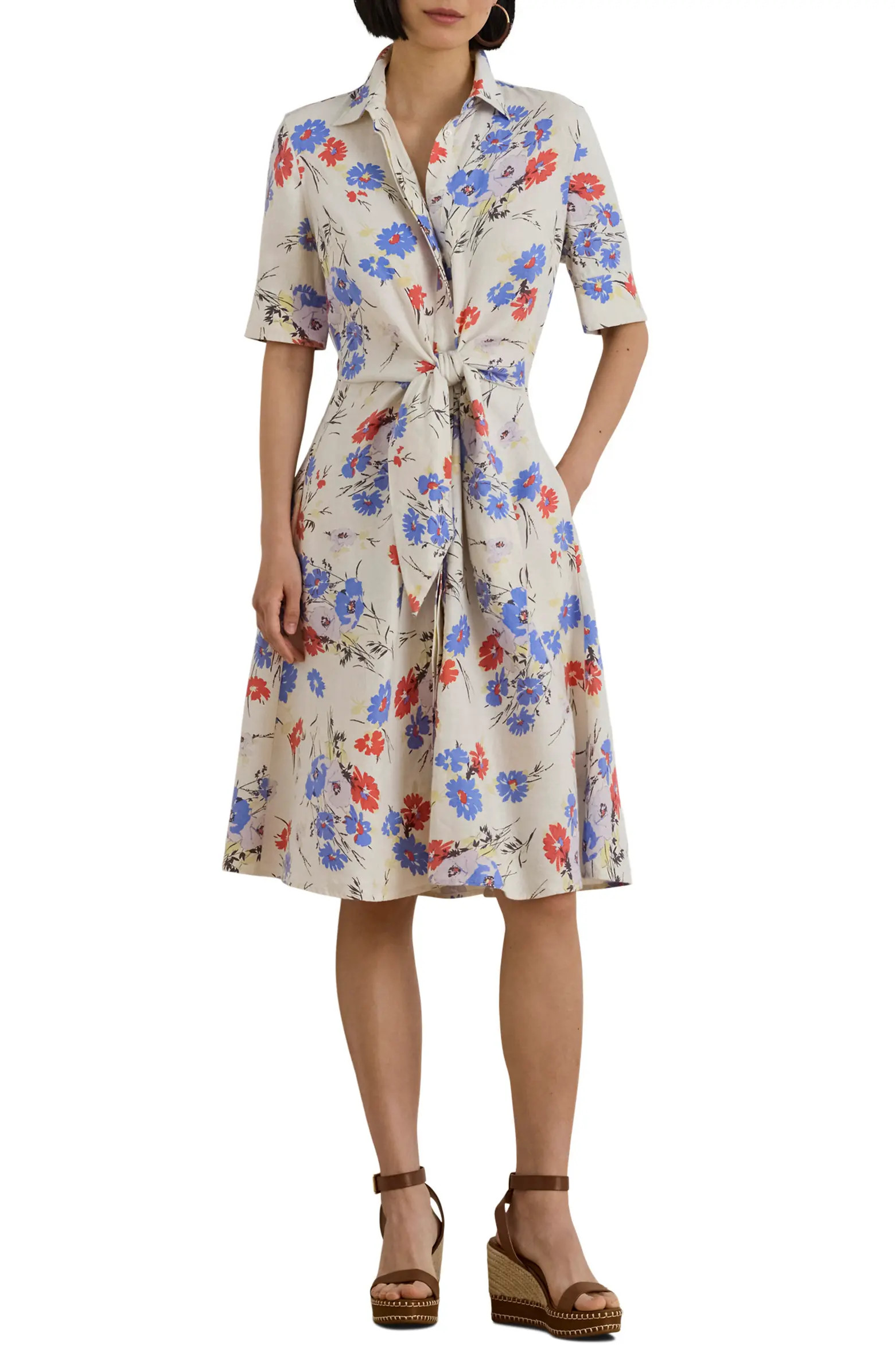 Floral Linen Shirtdress | Nordstrom