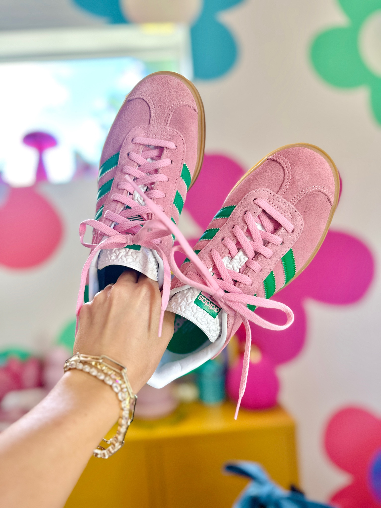 I’m obsessed with these Adidas Gazelle sneakers! They pair perfectly with so many outfits in my closet. This style runs big so size down a half size or full size for the perfect fit. 
The color ways sell out quickly so if you see a color you like be sure to grab it right away! 

#LTKSeasonal #LTKBacktoSchool #LTKShoeCrush