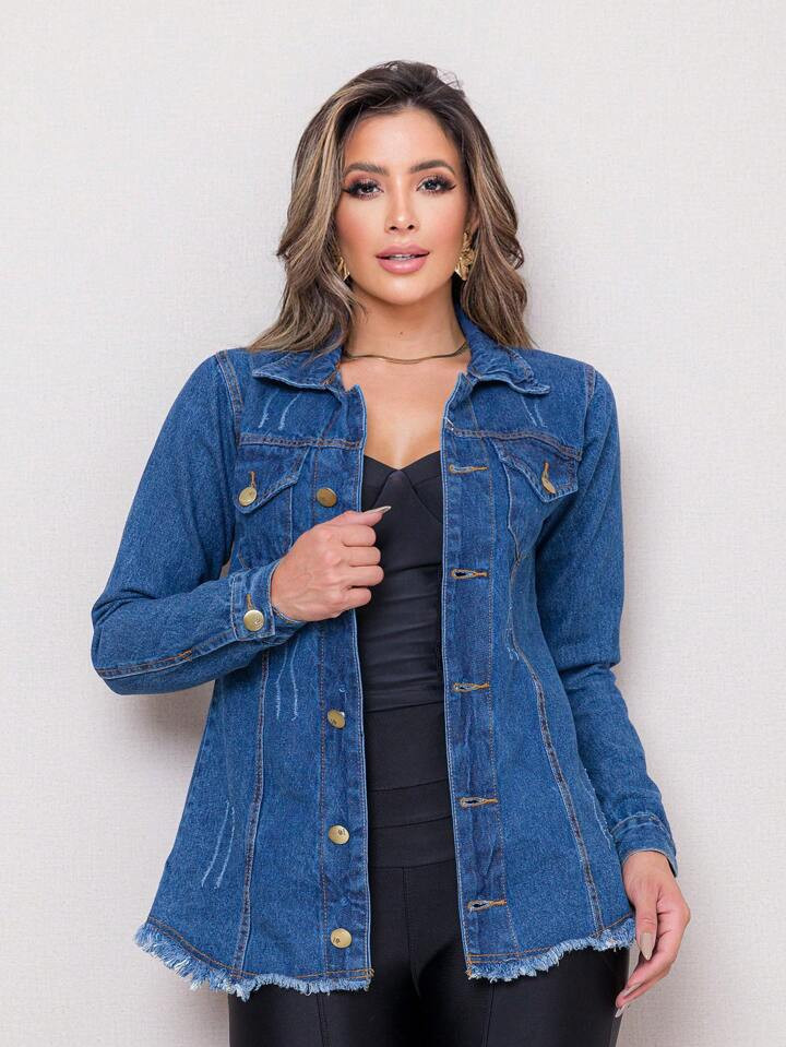 Charme infinito moda feminina MAX Jaqueta feminina  Jeans \ Lançamento \manga longa\ moda femini... | SHEIN