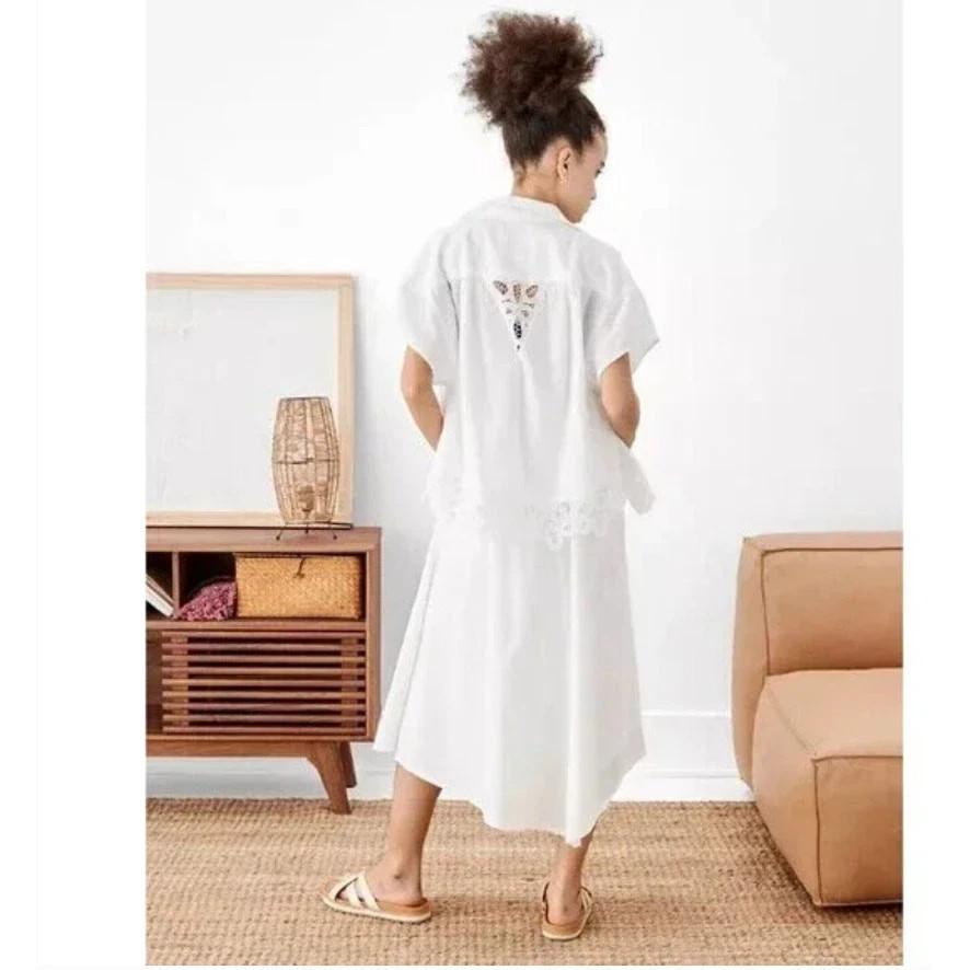 New American Eagle Oversized Resort Lace Shirt XS White Button Up Cotton Linen | eBay | eBay US