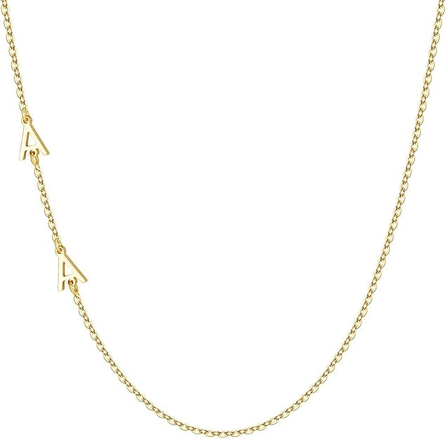 M MOOHAM Christmas Gifts for Women Teen Girls - Sideways Two Initial Necklaces for Women 14K Gold... | Amazon (US)