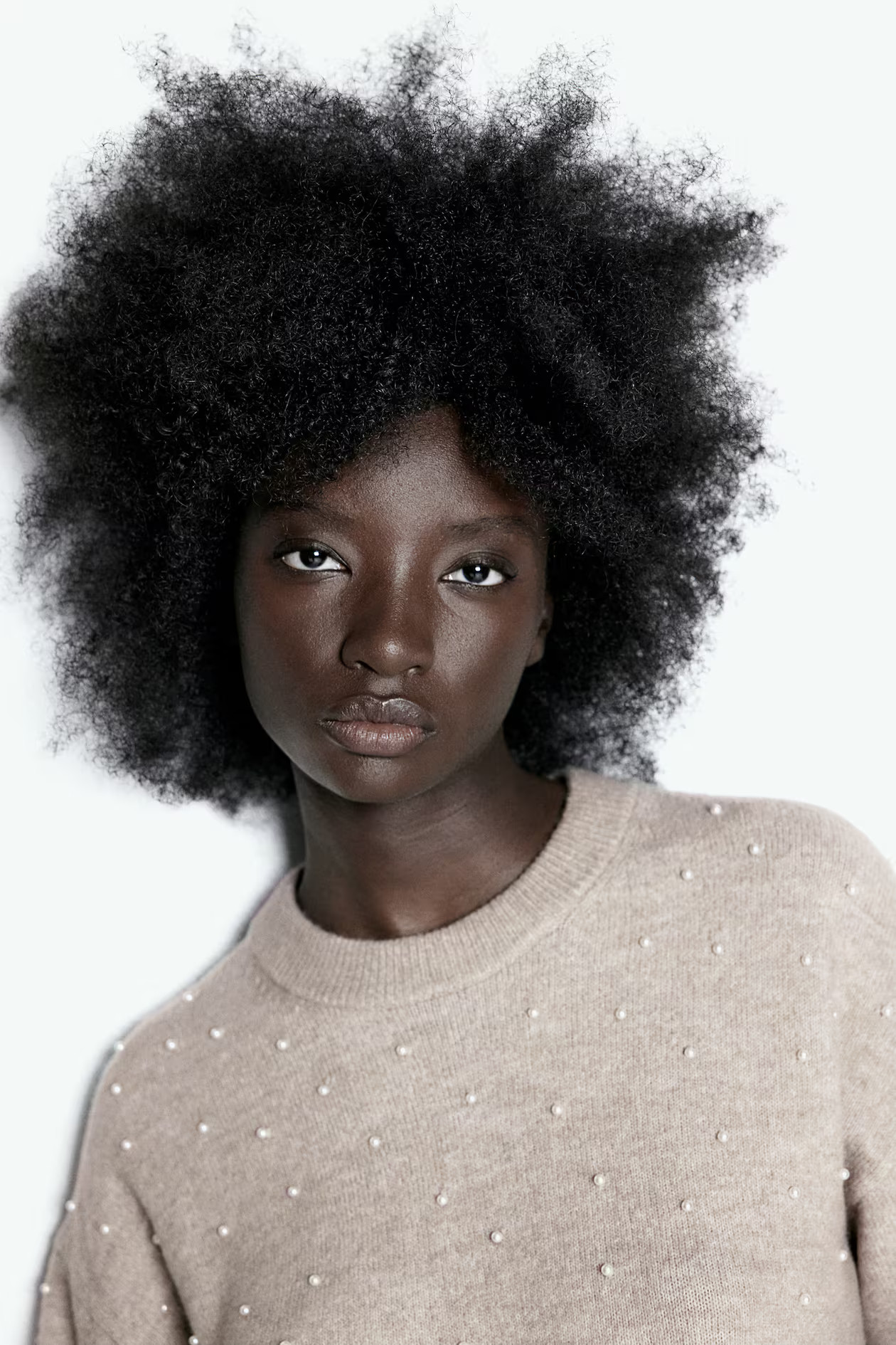 Embellished Sweater - Beige melange/beads - Ladies | H&M US | H&M (US + CA)