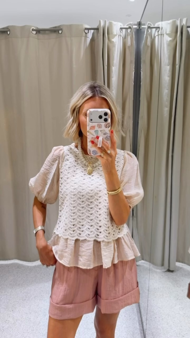 Obsessed with the crochet detailing & puff sleeves on this top 😍 wearing S in the top & XS in the shorts.

Loverly Grey, Zara, summer fashion, summer outfit ideas

#LTKootd #LTKSeasonal
