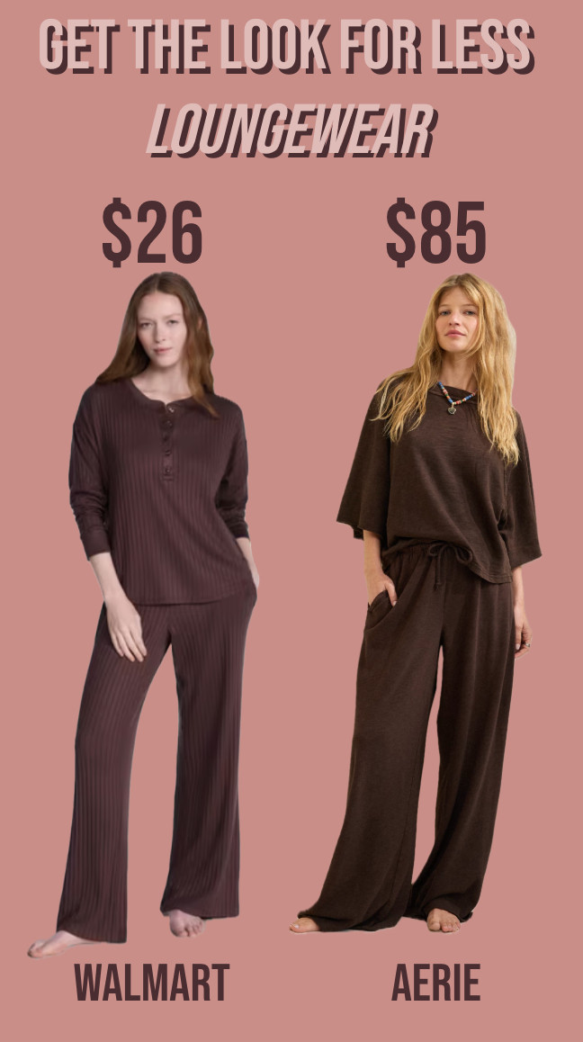 love these lounge sets for relaxing days! 
............
walmart pajamas walmart lounge set walmart loungewear brown pajama pants brown sweatsuit chocolate pants chocolate shirt henley comfy outfit comfy loungewear comfortable lounge set travel look travel outfit mom uniform mom outfit mom look loose top loose pants oversized pants plus size loungewear plus size pajamas walmart dupes walmart fashion aerie finds aerie new arrivals fall trends  

 #LTKootd #LTKPlusSize #LTKTravel