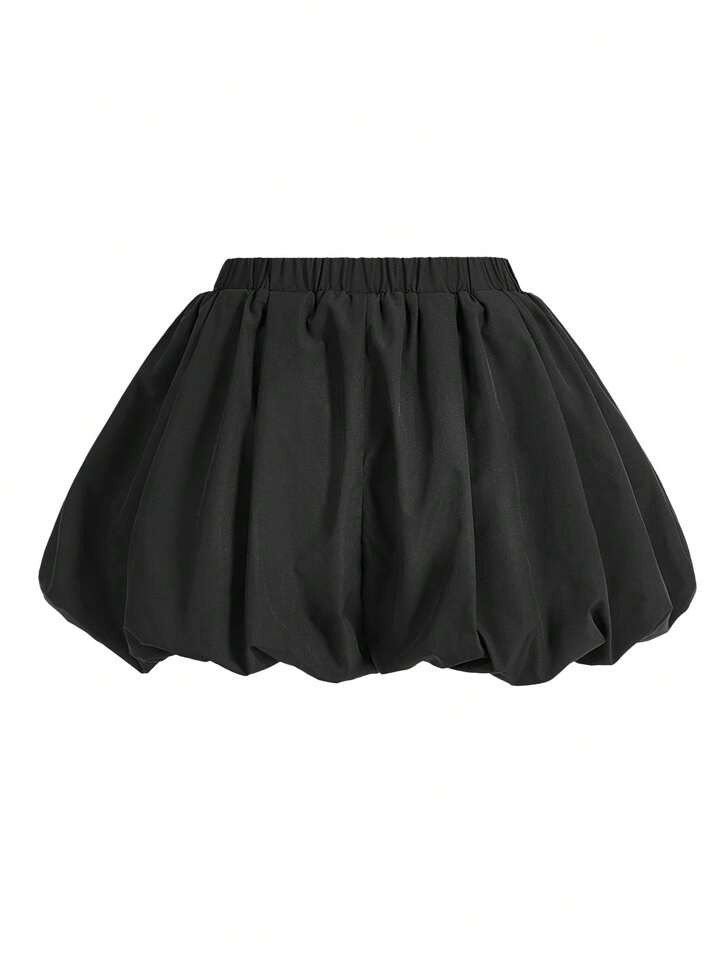 SHEINNeu Women's Solid Color Elastic Waist Bubble Skort | SHEIN