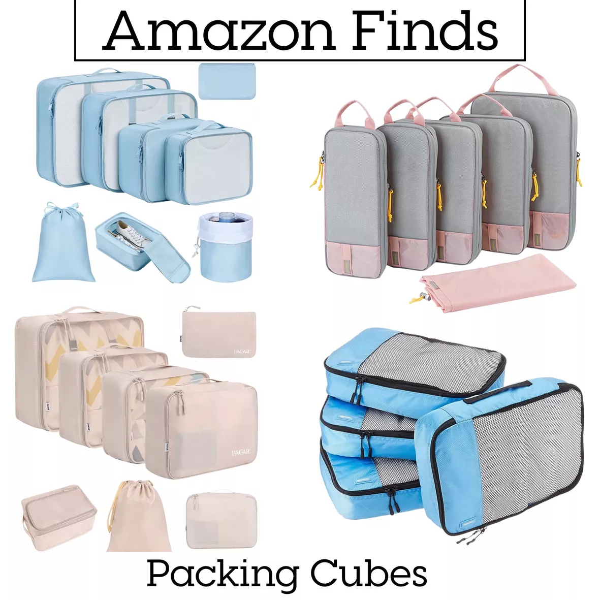 Basics 4 Piece Packing Travel Organizer Cubes