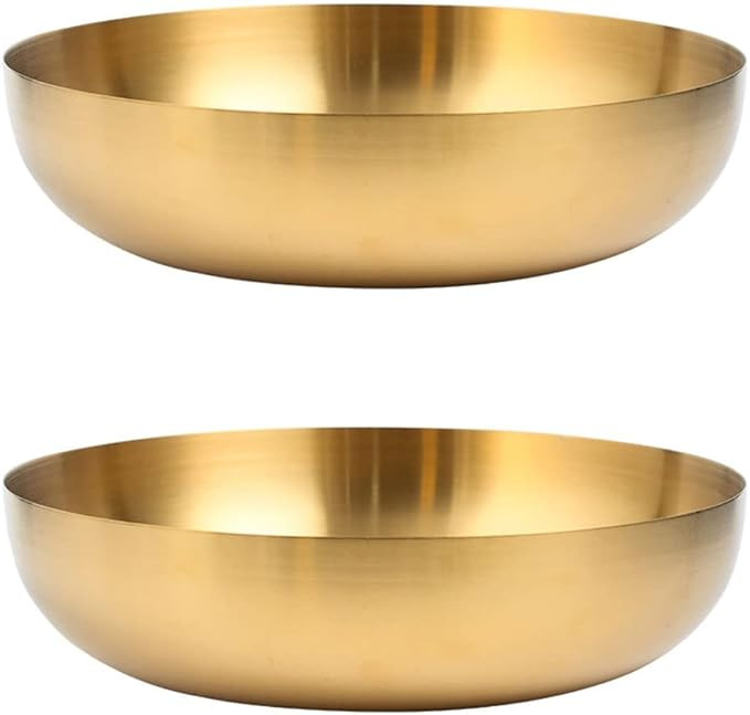 2pcs Stainless Steel Mixing Bowl 9.4inch Japanese Ramen Noodle Bowl Gold Metal Soup Bowl Salad Se... | Amazon (CA)