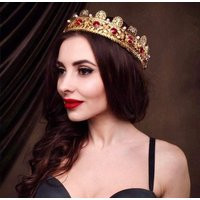 Royal Queen Gold Rhinestone Crown For Women Full Round Mens Wedding Party Costume Hair Accessories Birthday Medieval Prom Custom Sizes | Etsy (US)