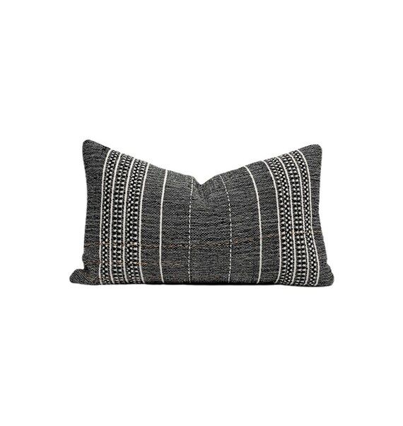 Woven Stripe Lumbar Pillow  Washed Faded Black  Modern | Etsy | Etsy (US)