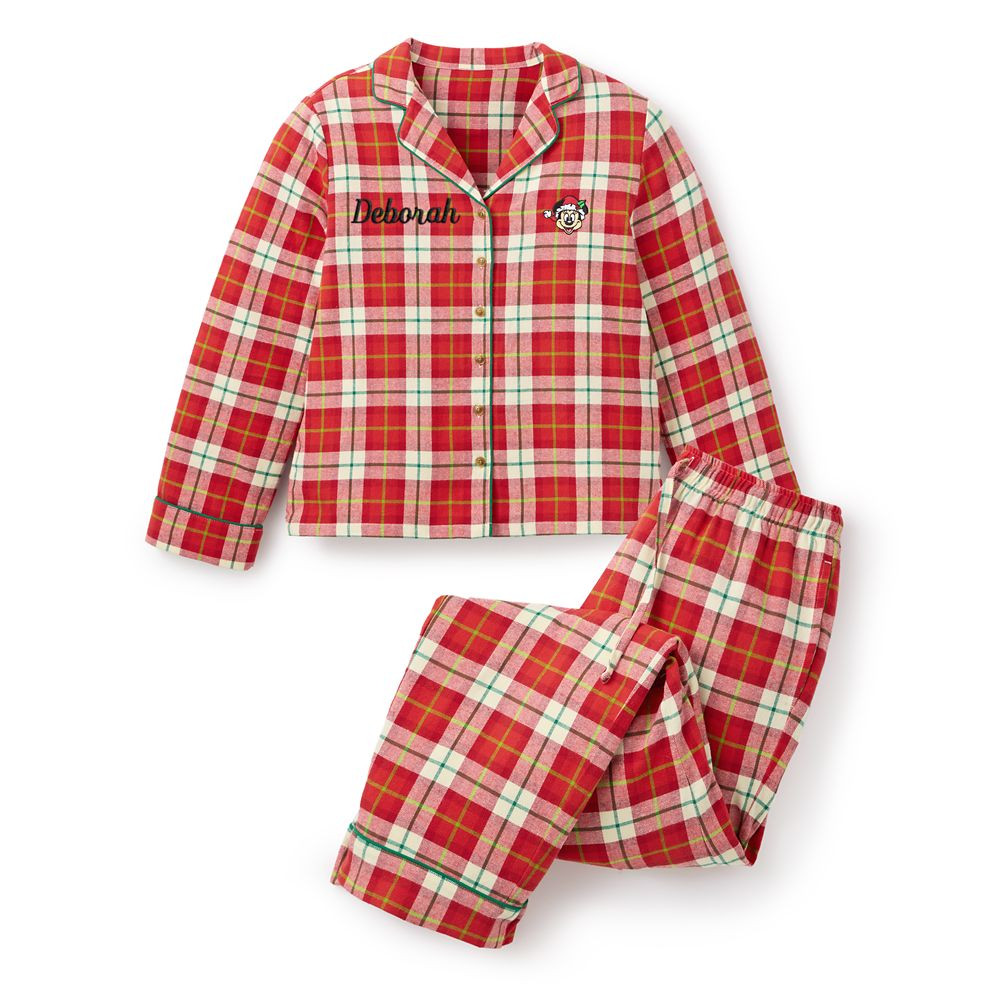 Santa Minnie Mouse Plaid Holiday Sleep Set for Women – Personalized | Disney Store