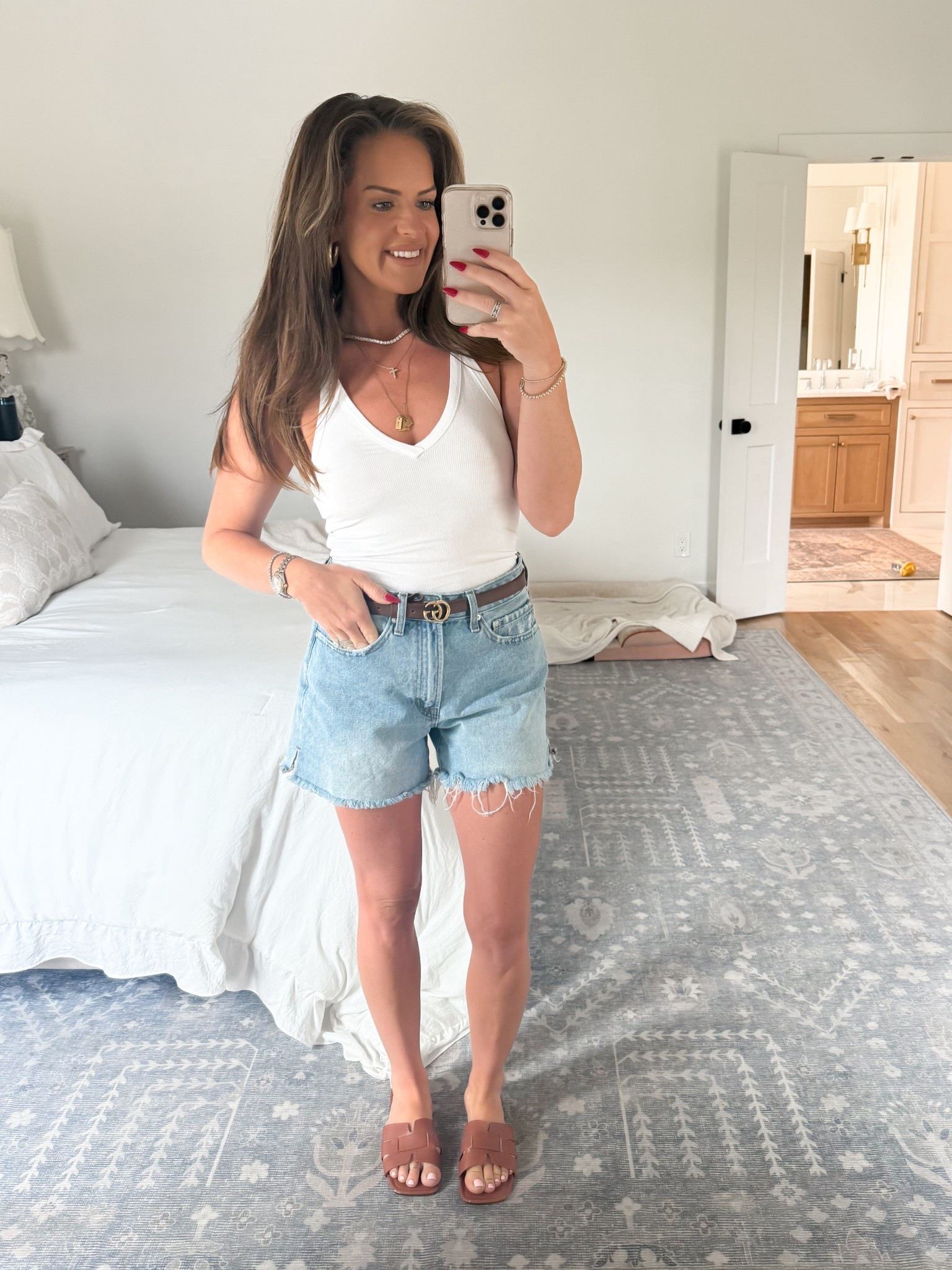Casual ootd! I LOVE these racerback tanks! Super soft and stretchy yet hold their shape. Paired them with some loose mom denim shorts! Linking what I can for accessories! 

#LTKFindsUnder100 #LTKStyleTip #LTKFindsUnder50