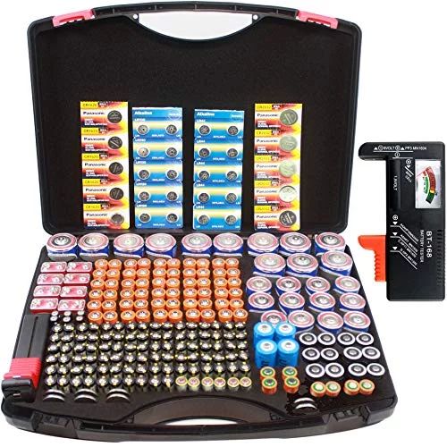 Hard Battery Storage Organizer Case with Tester, Large Battery Holder Keeper Holding 250+ AA, AAA... | Walmart (US)