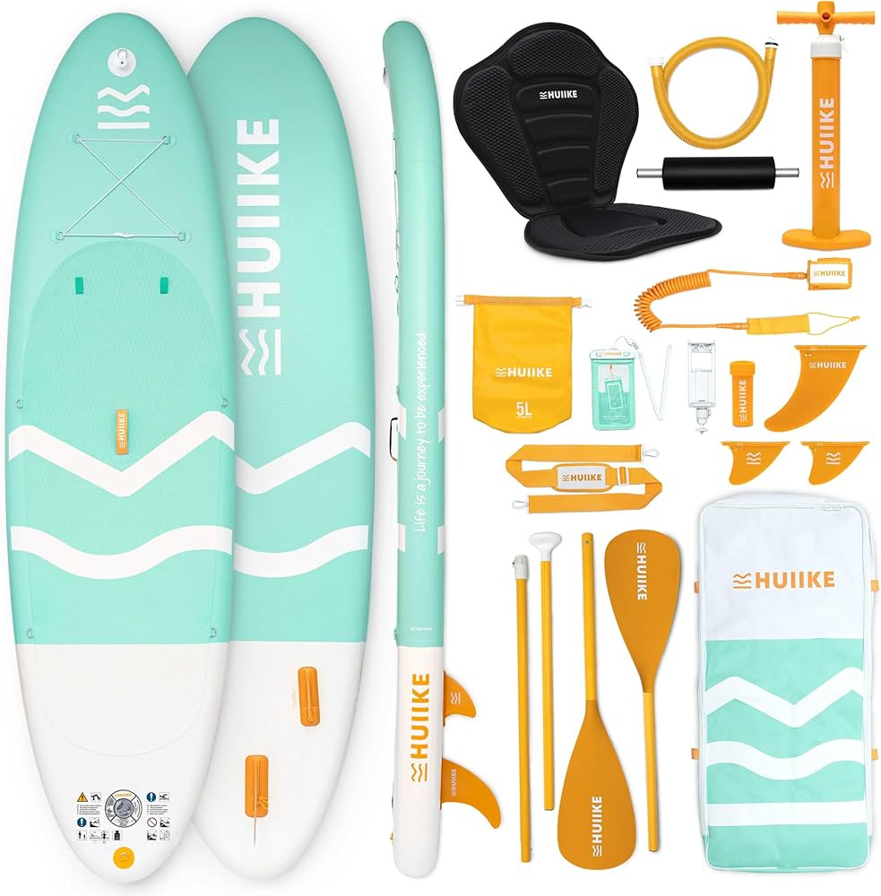 HUIIKE Inflatable Paddle Board for Adults with Accessories Included, Oar, Fins, Pump. Stand Up Pa... | Amazon (US)