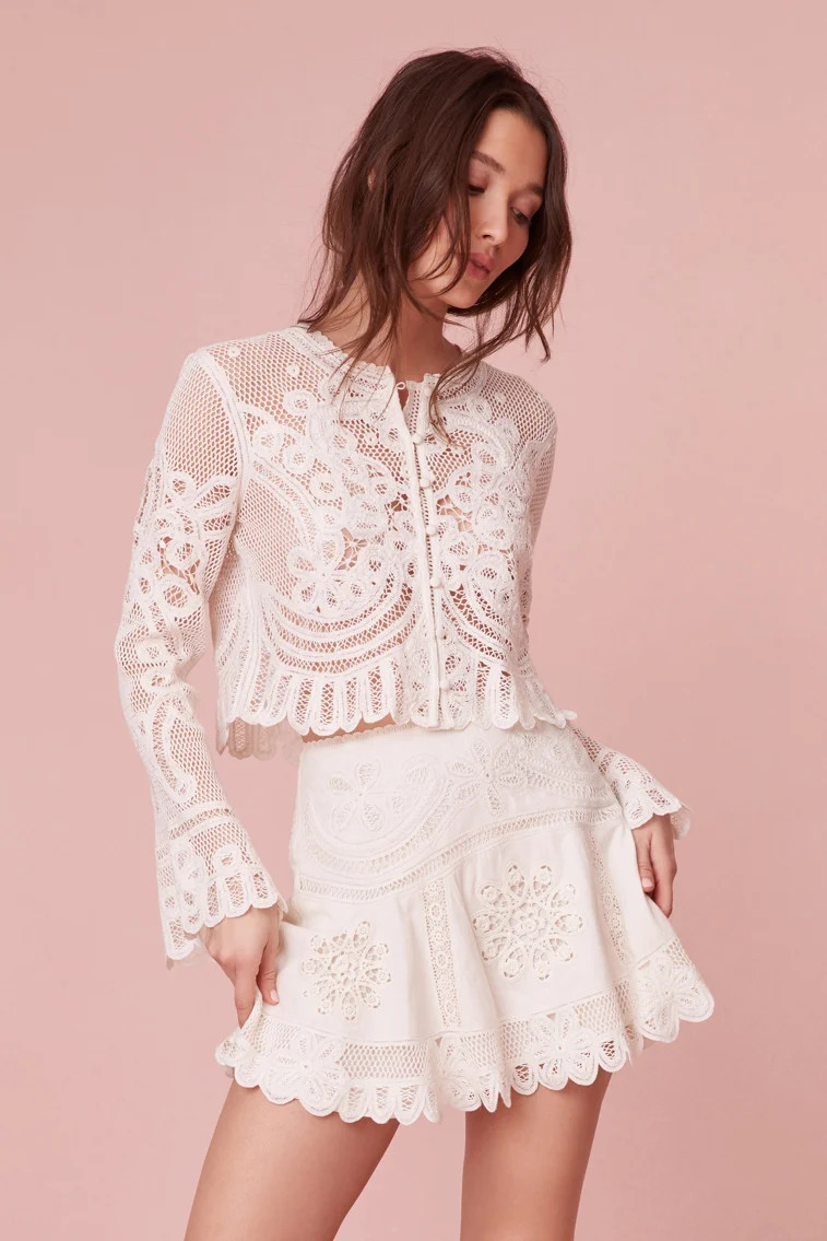Lainey Lace Mini Skirt | LOVESHACKFANCY