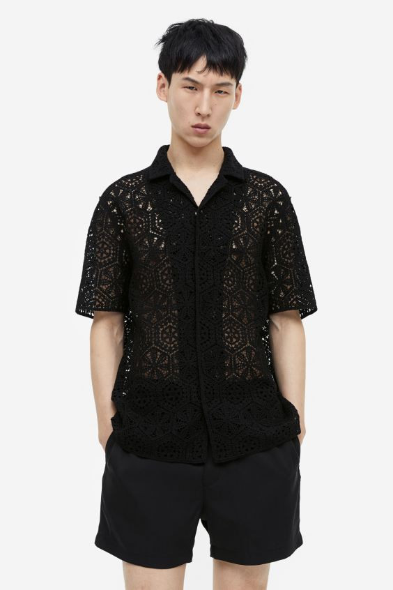Regular Fit Crochet-look Resort Shirt | H&M (US + CA)
