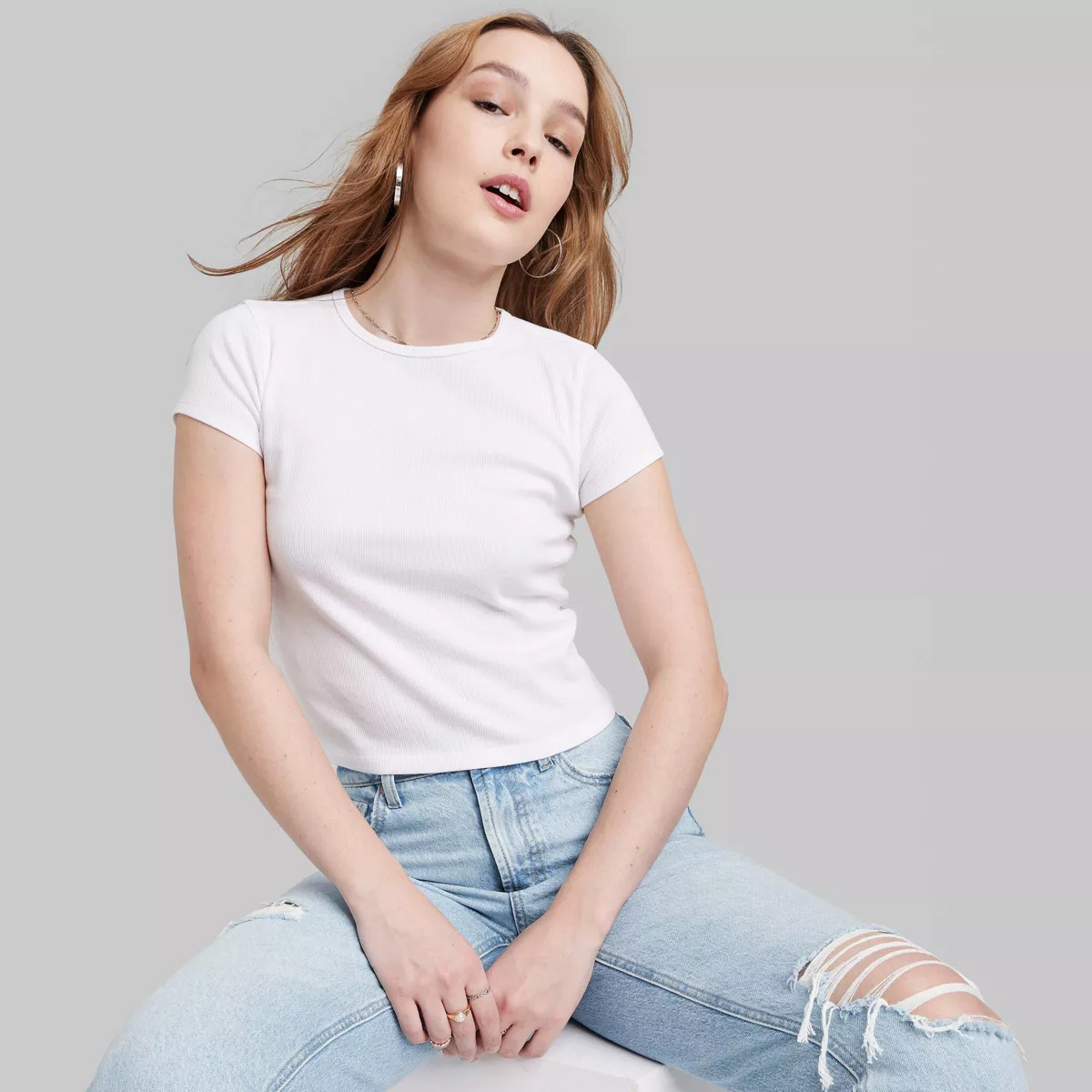 Women's Short Sleeve Ribbed Baby T-Shirt - Wild Fable™ | Target