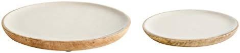 Creative Co-op 9" & 12" Mango Wood Plates with Enameled Cream Finish (Set of 2 Sizes) Dinnerware,... | Amazon (US)