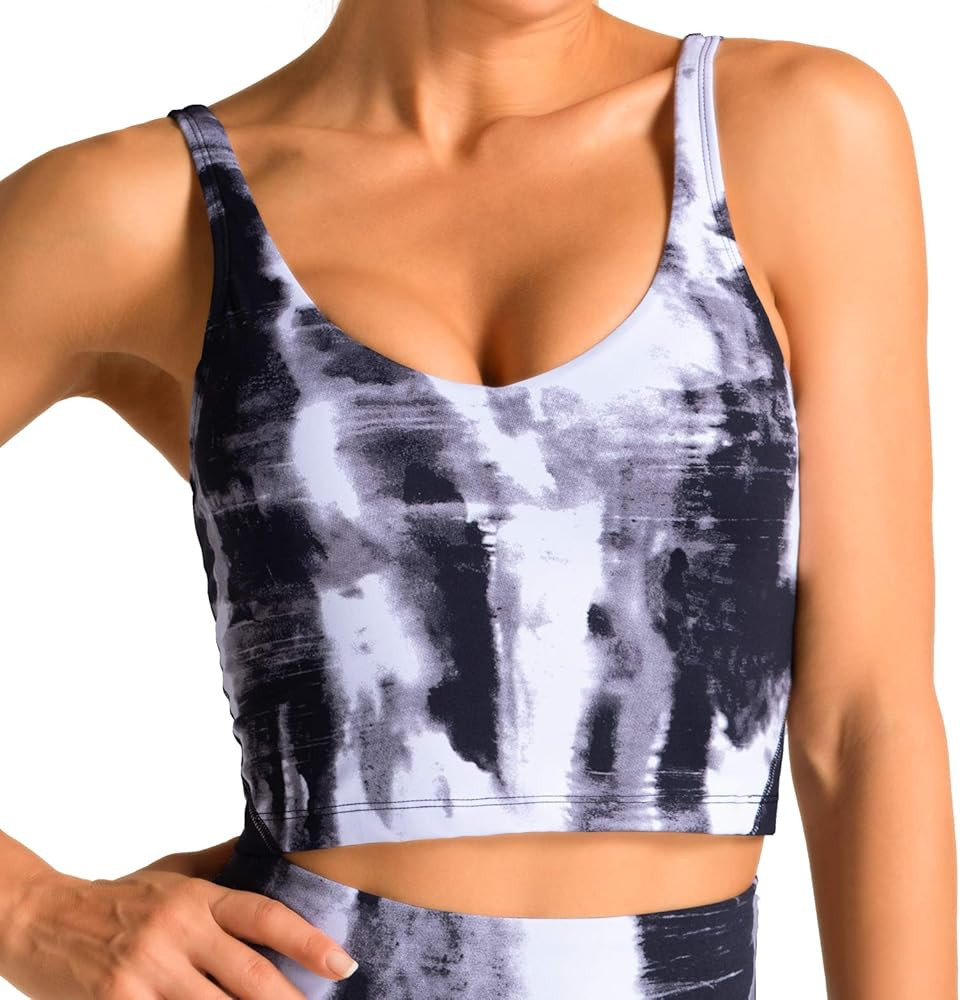 Sports Bra for Women Longline Padded Bra Yoga Crop Tank Tops Fitness Workout Running Top | Amazon (US)