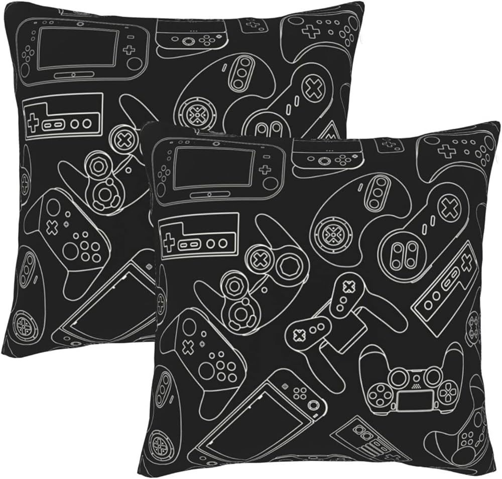 Perinsto Video Game Controller Background Throw Pillow Covers Set of 2 Gaming Gadgets Decorative ... | Amazon (US)