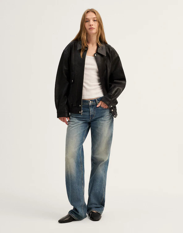 Utility Bomber Jacket in Leather | Madewell