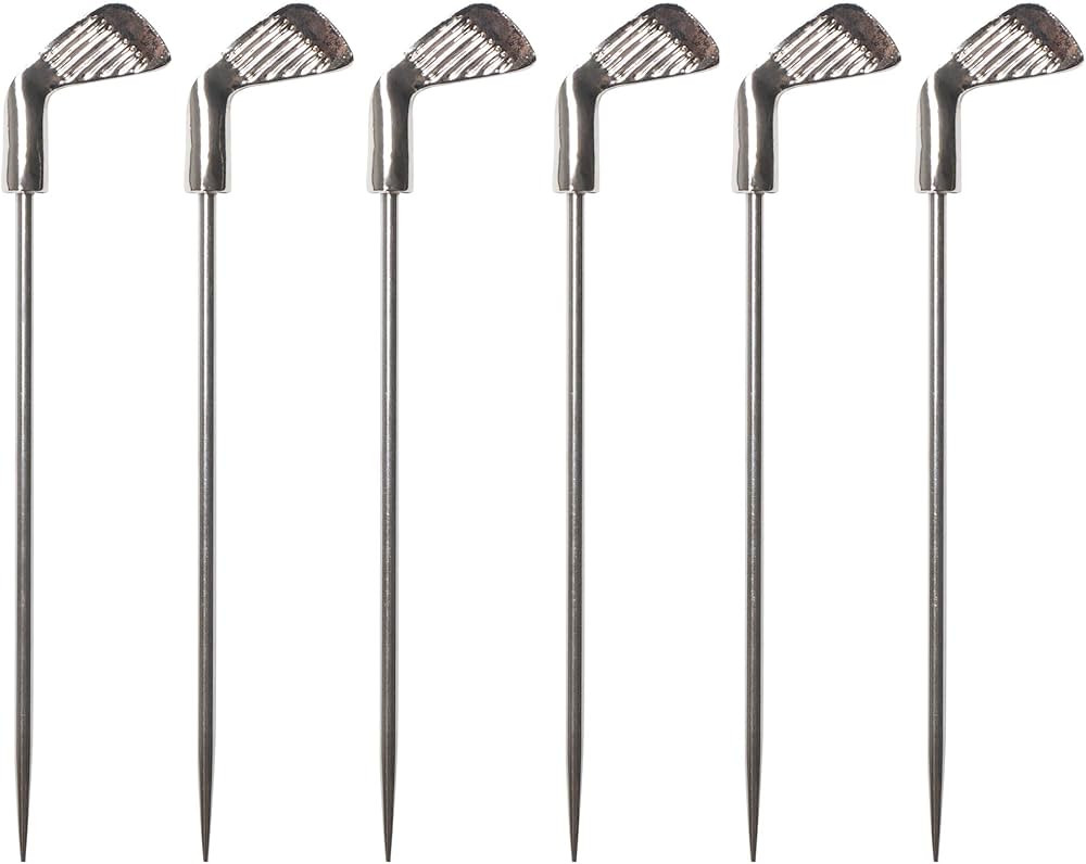 Cork Pops Stainless Steel 6 Inch Golf Club Cocktail Pick Set of 6 | Amazon (US)