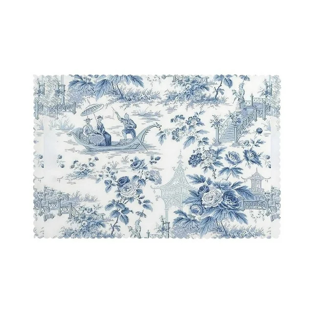 Home Powder Blue Chinoiserie Toile Placemats Set Of 6 Washable Wipeable Place Mats Place Mats For... | Walmart (US)