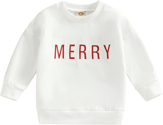 Toddler Baby Boys Girls Christmas Clothes Funny Letter Print Sweatshirt Winter Baby Christmas Out... | Amazon (US)