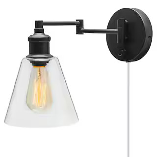 Globe Electric LeClair 1-Light Dark Bronze Plug-In or Hardwire Industrial Wall Sconce-65311 - The... | The Home Depot