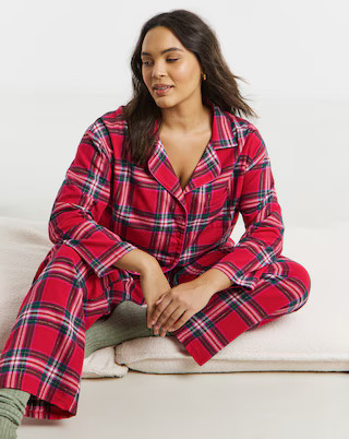 Pretty Secrets Check Button Up Pyjama Set | Simply Be | Simply Be (UK)