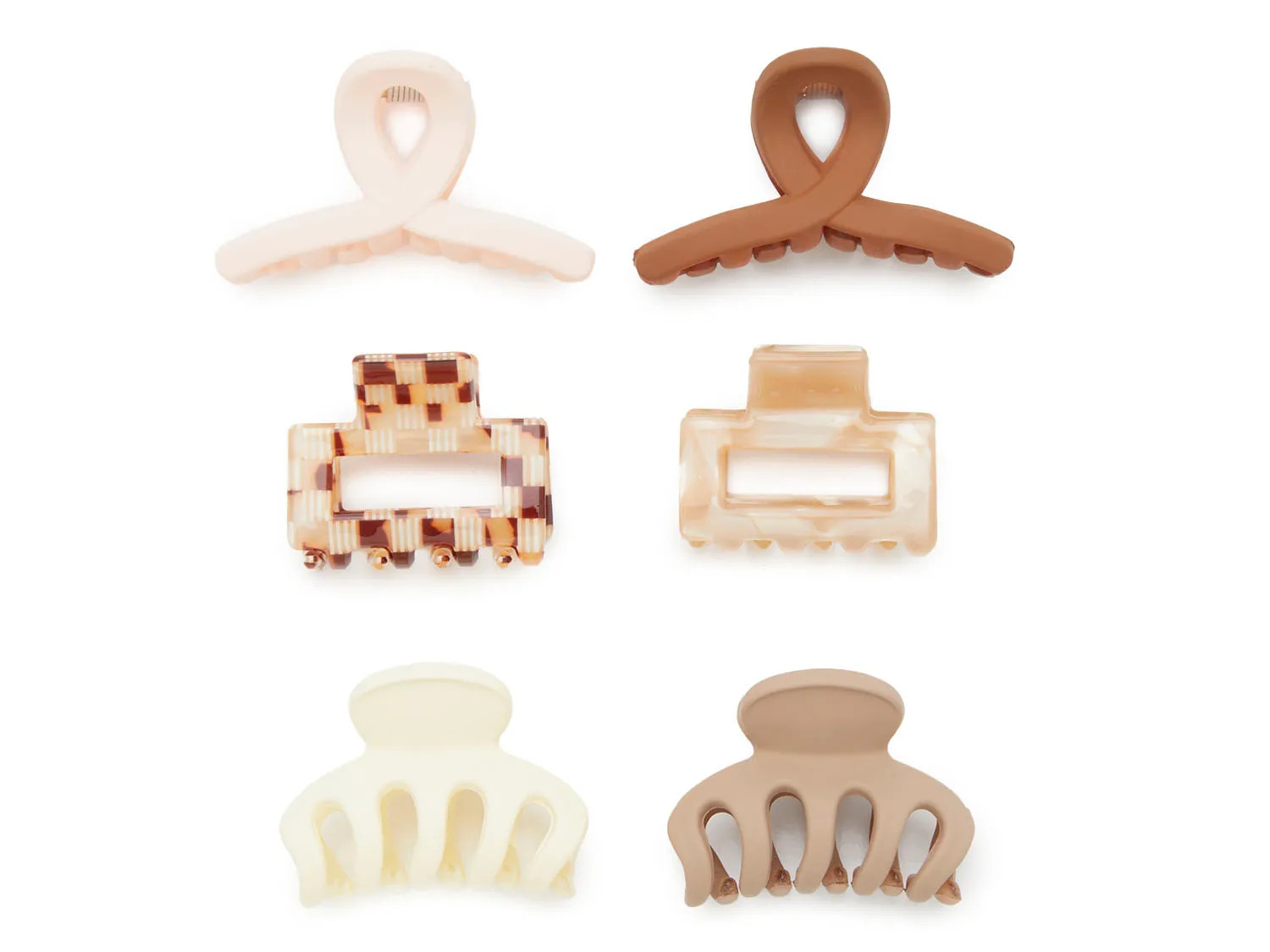 Kelly & Katie Assorted Shape Neutral Claw Hair Clip Set - 6 Pack | DSW