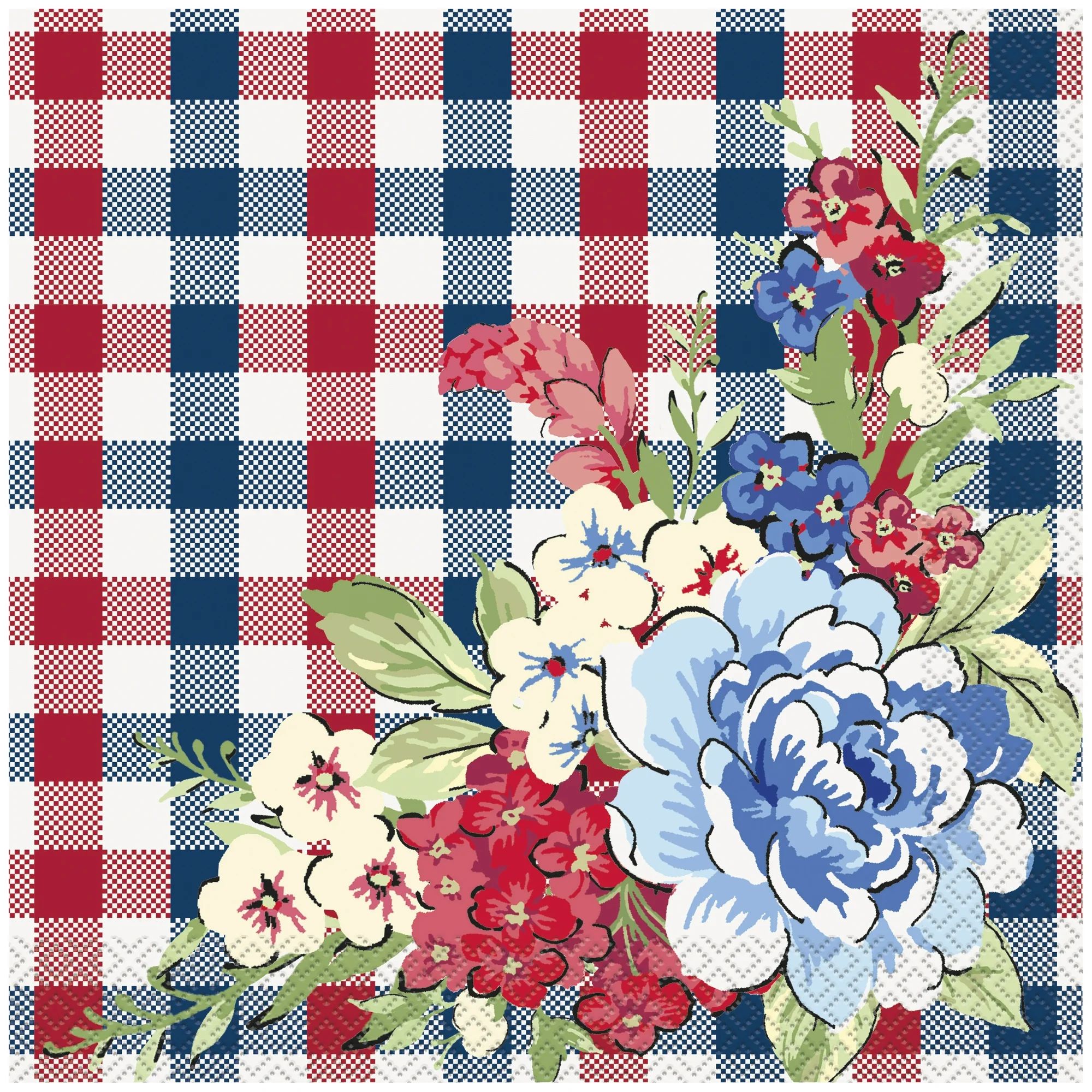 Pioneer Woman Red White and Blue Gingham Patriotic Paper Dinner Napkins, 8in, 20ct | Walmart (US)