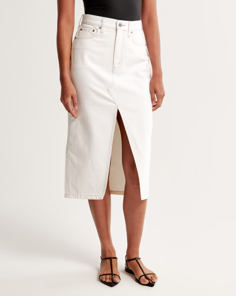 Women's Denim Midi Skirt | Women's Bottoms | Abercrombie.com | Abercrombie & Fitch (US)