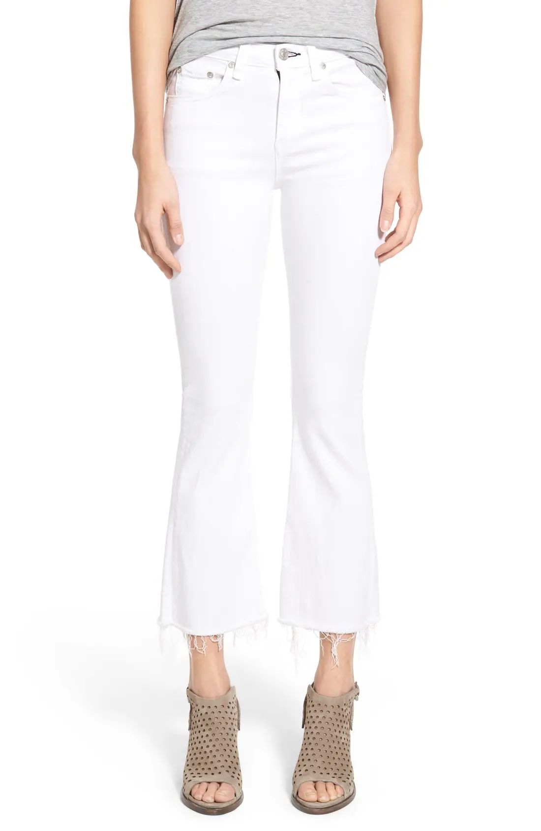 High Rise Raw Hem Crop Flare Jeans | Nordstrom