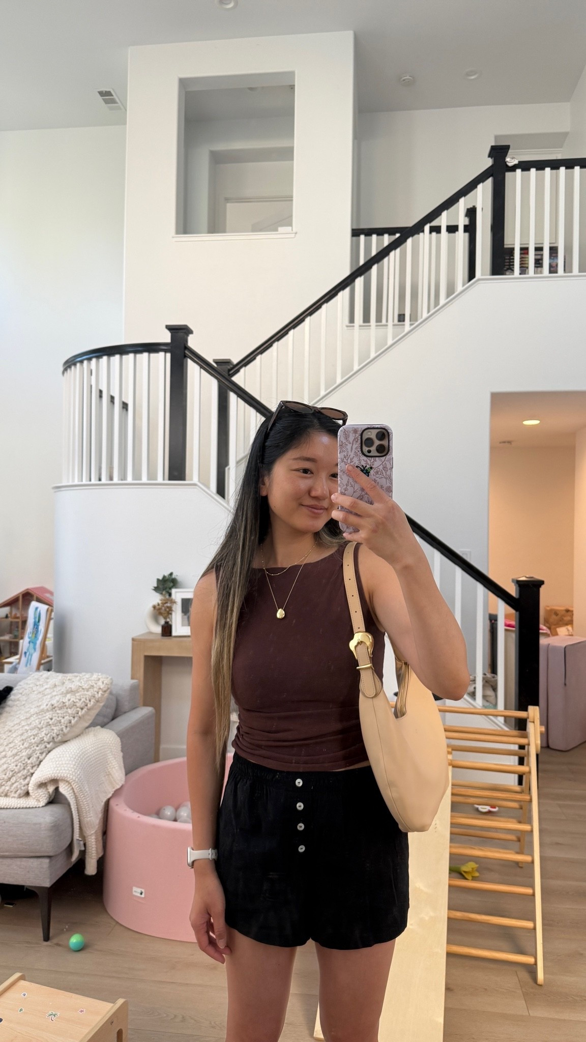 today’s ootd! love these comfy flowy shorts 🫶🏼 #ootd #momfit #cuyana #zara #quince

#LTKmomlife #LTKHome #LTKootd