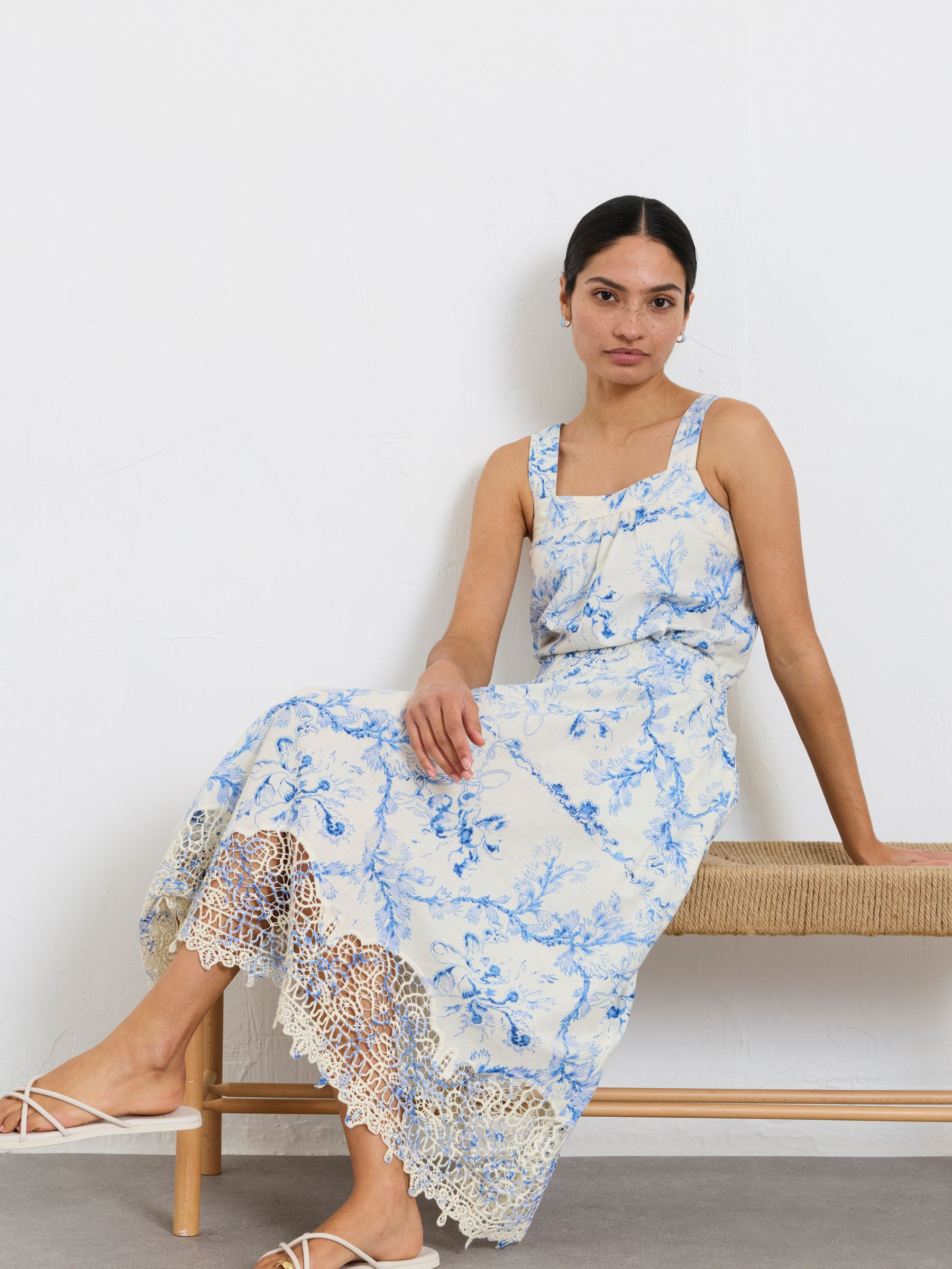 June Ivory Vintage Bloom Midi Skirt | Fat Face