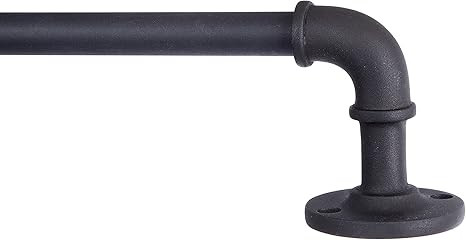 Kenney Adler 5/8" Indoor/Outdoor Rust-Resistant Wrap Around Curtain Rod, 28-48", Textured Black | Amazon (US)