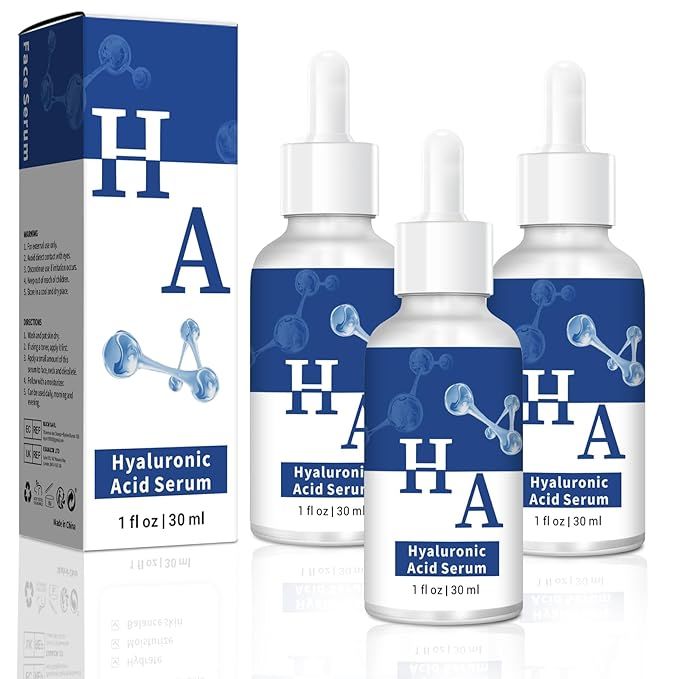 3 Pack Hyaluronic Acid Serum Moisturizing for Face Anti-Wrinkle Anti-Aging (1FL.OZ) | Amazon (US)