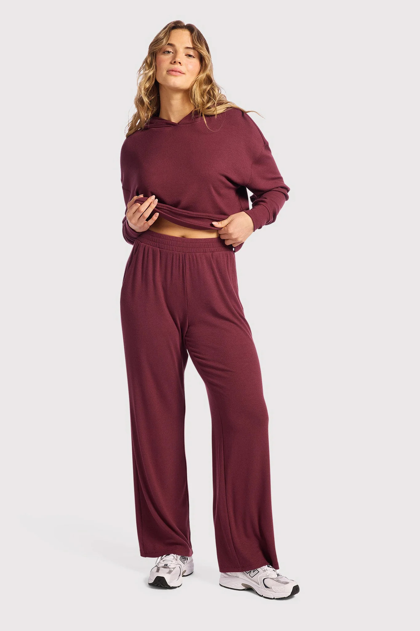 Slinky Rib Lounge Pant | Merlot | nuuds