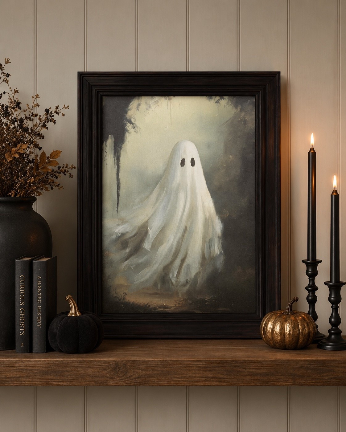 Target Halloween decor is here 👻🖤 This 11x14 Threshold ghost framed wall art has the perfect vintage Halloween look for styling a shelf, entryway table, console table, or Halloween mantel. I love the moody neutral colors and classic black frame—it’s such an easy piece to mix with pumpkins, candles, and fall decor for a cozy spooky-season home. 🎃

#LTKSeasonal #LTKHome