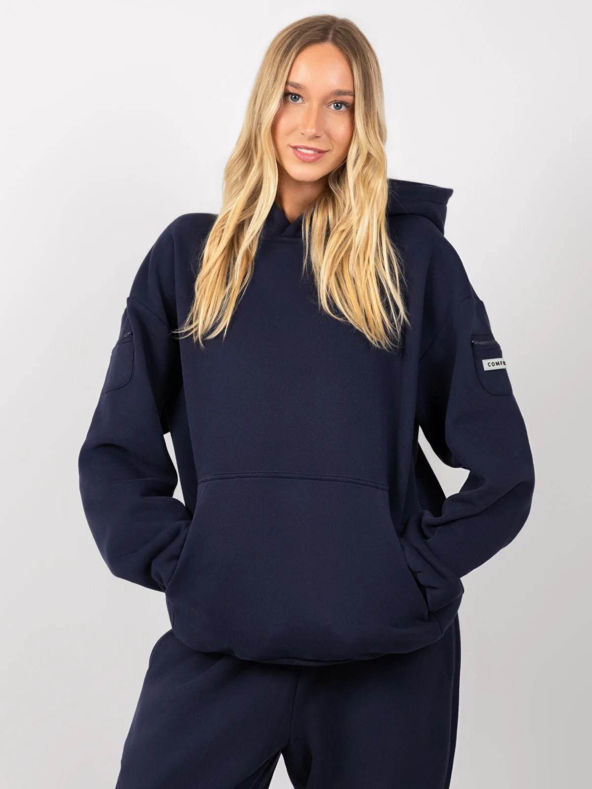 Comfrt Travel Essentials Hoodie | Navy | Navy | Oversized | L | Large | Comfrt