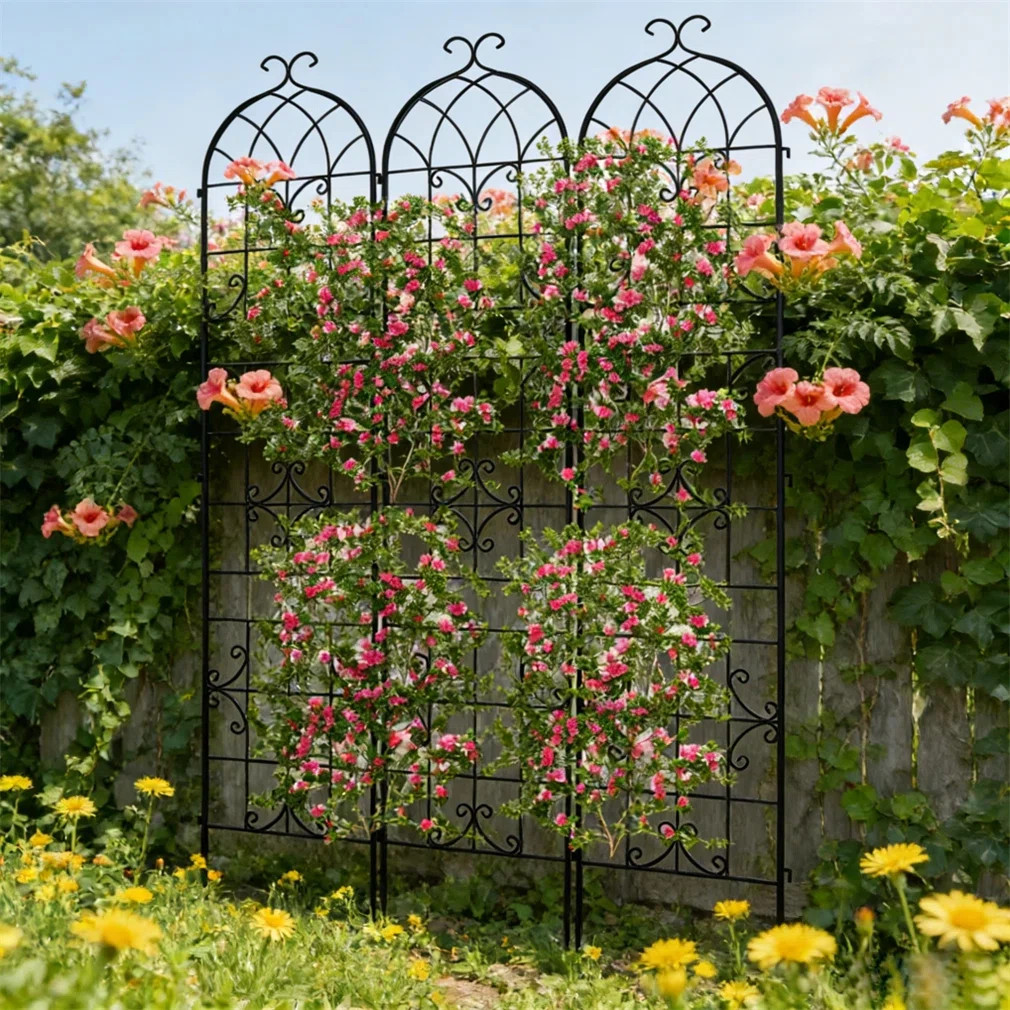 3 Pack Metal Garden Climbing Plant Trellis Outdoor Garden Fence Support Vine Landscaping Trellis ... | Wayfair North America