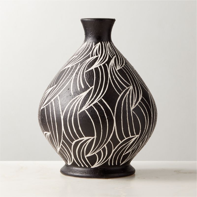 Lectra Black and White Patterned Ceramic Vase | CB2 | CB2