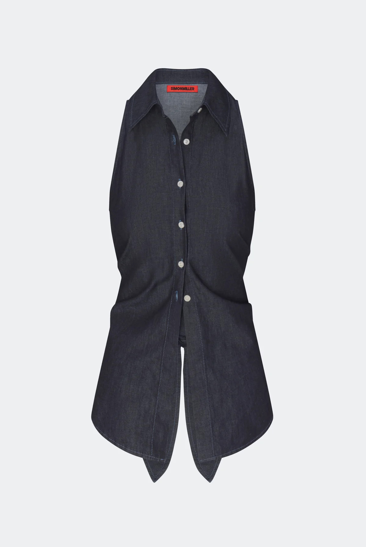 Loch Sleeveless Chambray Button Up in Indigo | Simon Miller